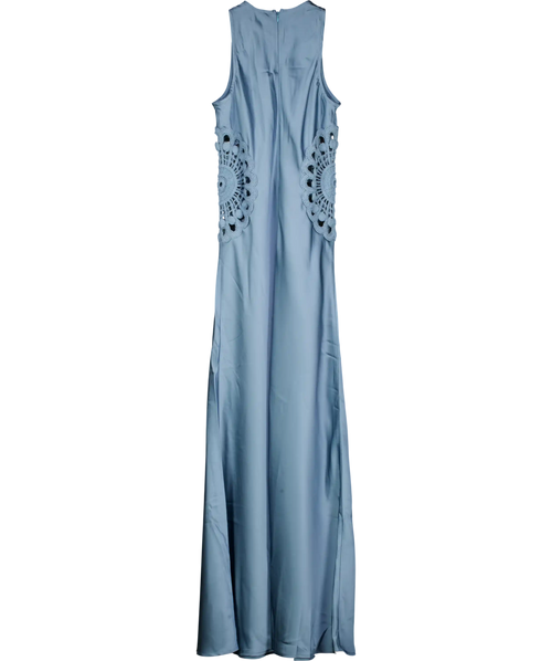 4th & Reckless Blue Aver Satin Maxi Dress UK 8