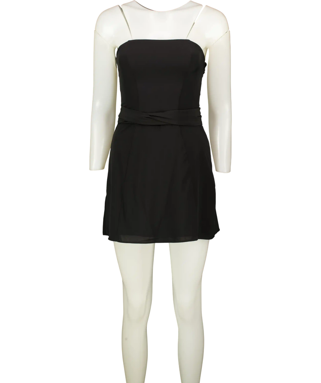 Oh Polly Cecilia  Scarf-detail A-line Mini Dress In Black UK 8