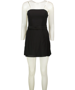 Oh Polly Cecilia  Scarf-detail A-line Mini Dress In Black UK 8