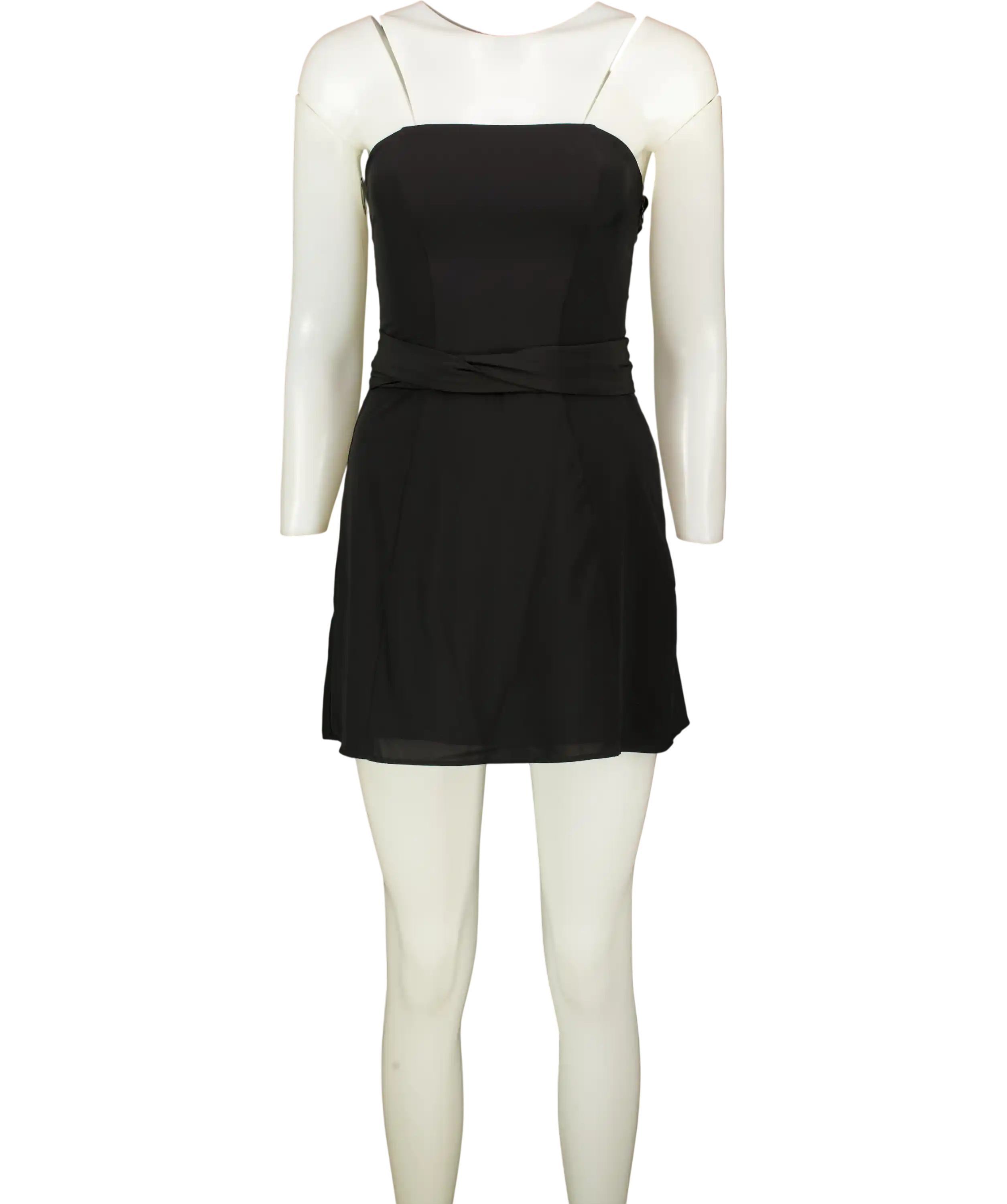 Oh Polly Cecilia  Scarf-detail A-line Mini Dress In Black UK 8