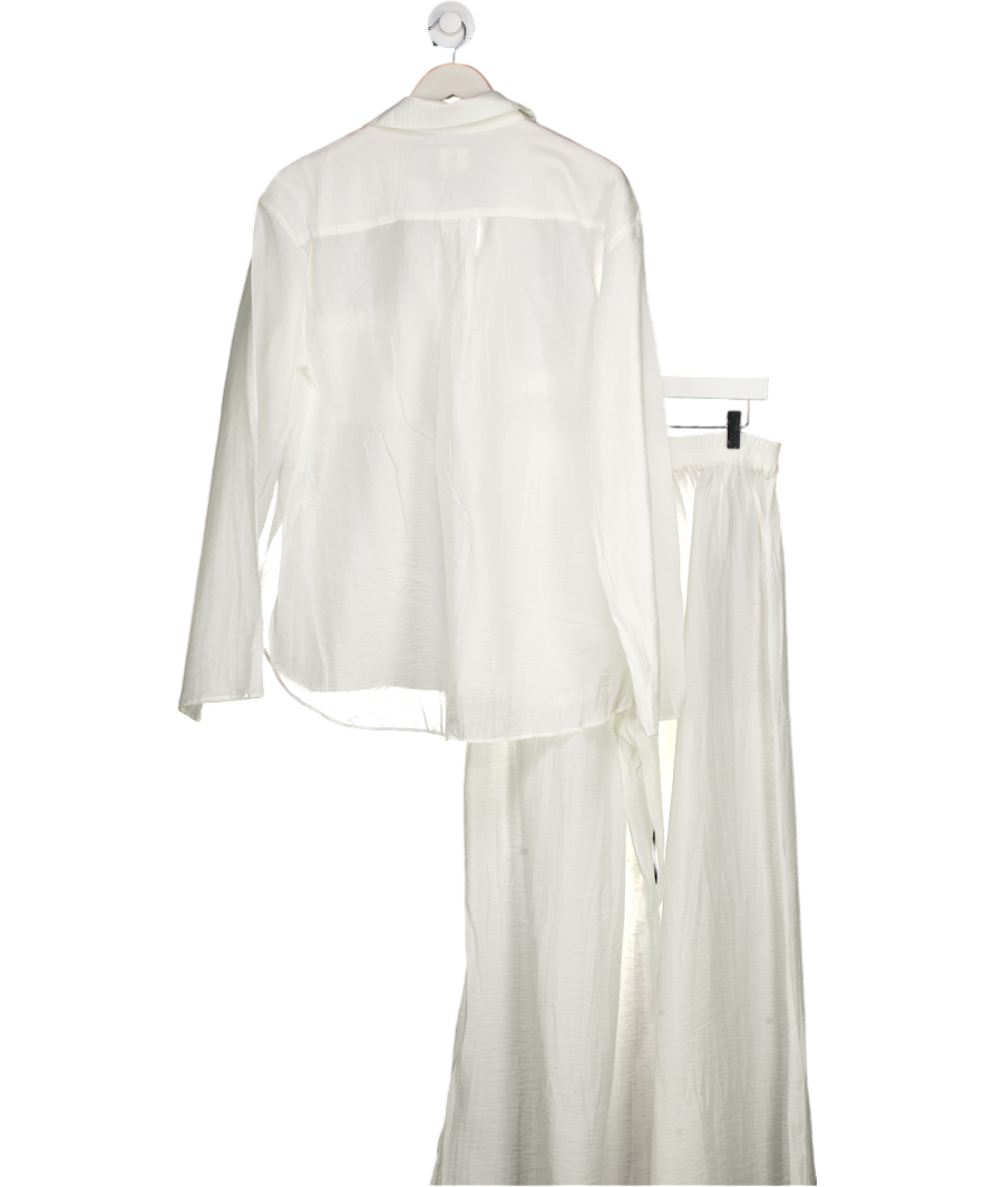 NINETY PERCENT 2-piece Cream Textured Tencel  Pyjama Set UK L