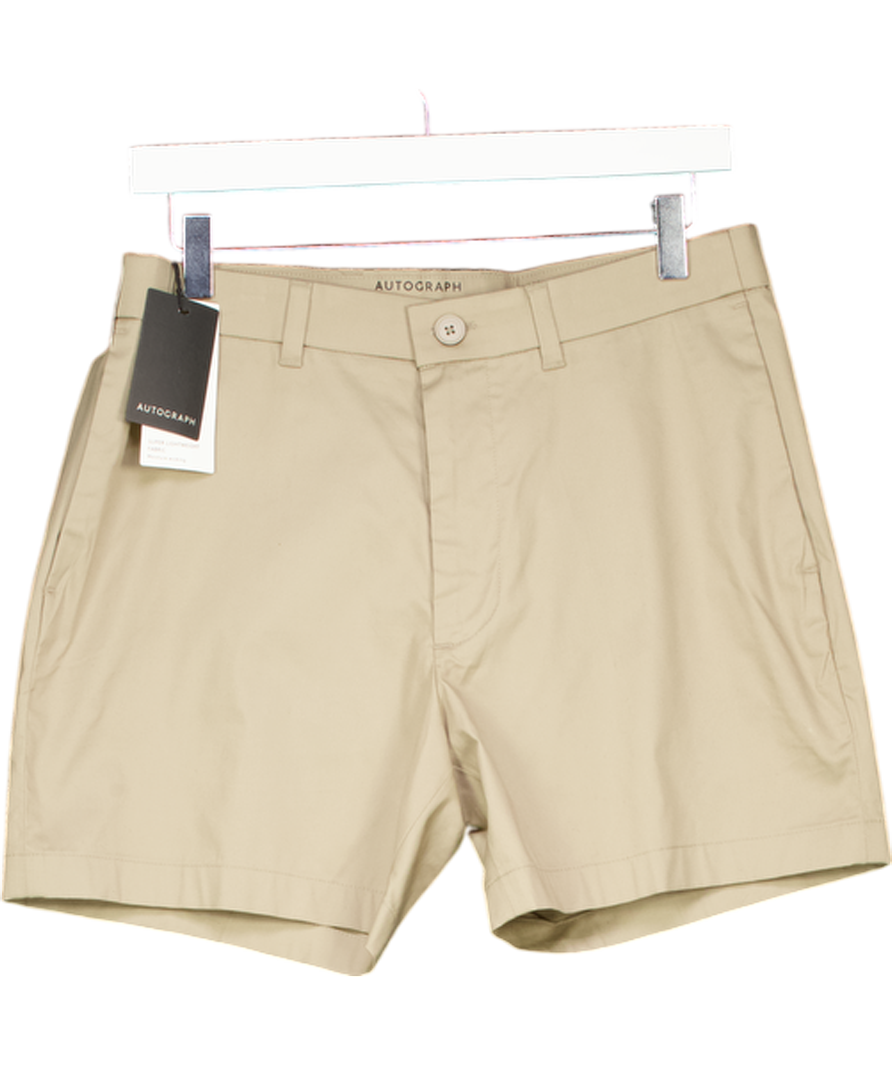 Autograph Beige Regular Fit Super Lightweight Chino Shorts W32