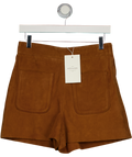 SEZANE Brown Real Suede Leather Leonis Shorts UK 10
