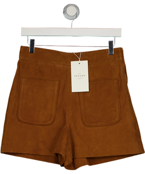 SEZANE Brown Real Suede Leather Leonis Shorts UK 10