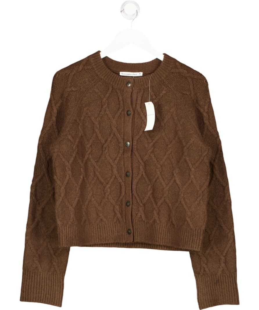 Abercrombie & Fitch Brown Cable-knit Crew Cardigan UK M