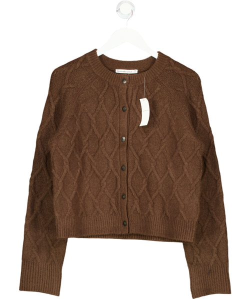 Abercrombie & Fitch Brown Cable-knit Crew Cardigan UK M
