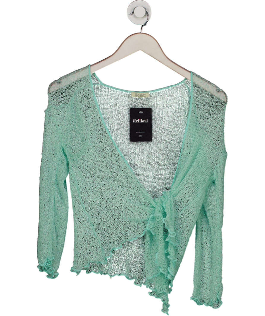 IKAT Green Ikat Cobweb Knit Cardigan One Size