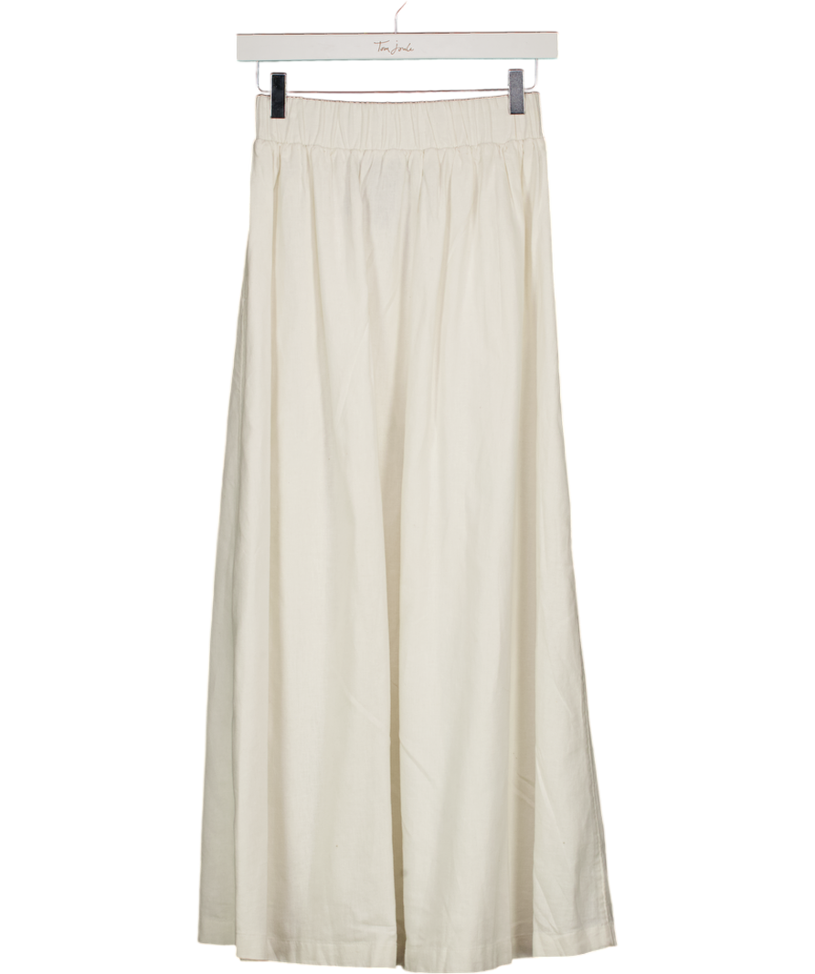 Abercrombie & Fitch White Linen Blend Split Midi Skirt UK XS
