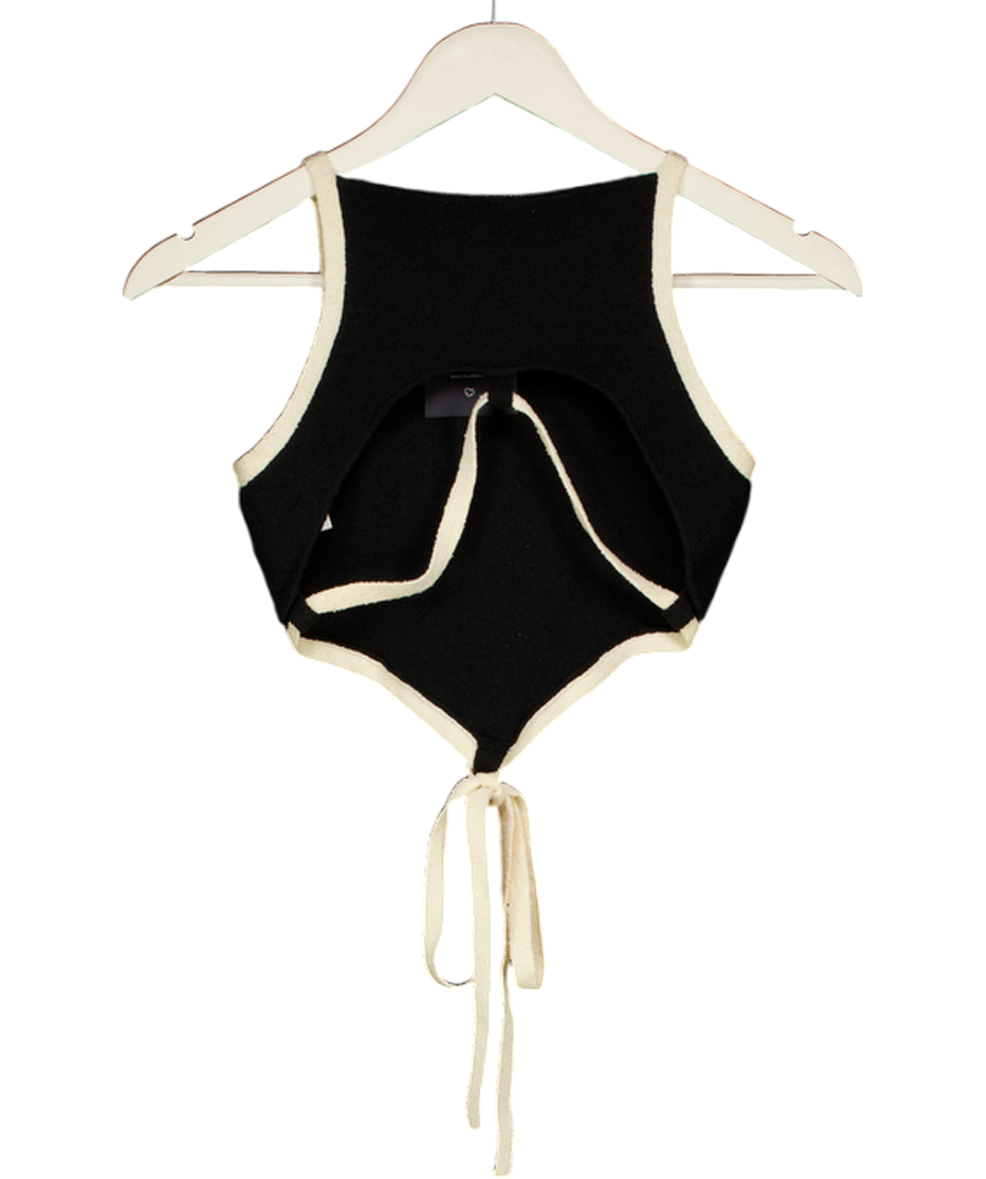 BEC + BRIDGE Black Contrast Trim Tie Back Knit Top UK 6