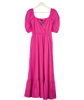 ZARA Bright Pink Cotton Poplin Maxi Dress UK XS