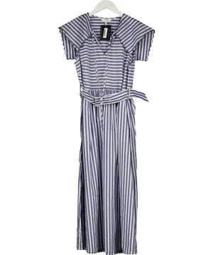LK Bennett Beau Blue And Cream Striped Cotton Sun Dress UK 12