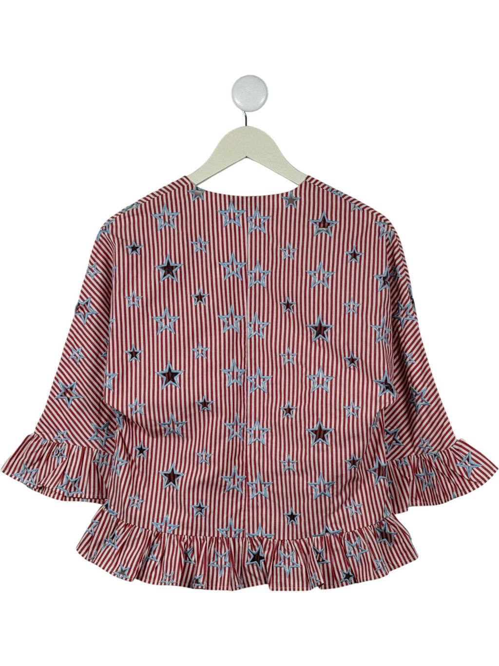 SANDRO Red Striped Star Embroidered Blouse SZ1