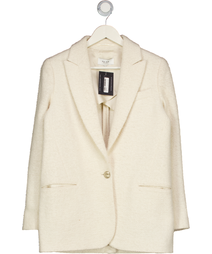 REISS Cream Malia Boucle Textured Blazer UK 8