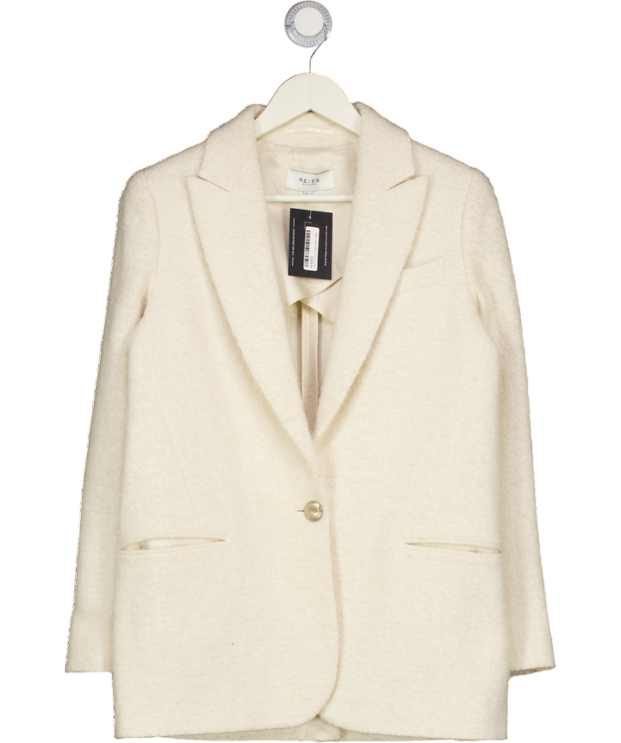 REISS Cream Malia Boucle Textured Blazer UK 8