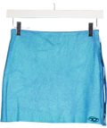 Diesel Blue Metallic Turquoise Knit Mini Skirt With Hook And Eye Detail UK M