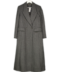 Karen Millen Grey Wool Pinstripe Oversized Double Breasted Tailored Maxi Coat UK 8