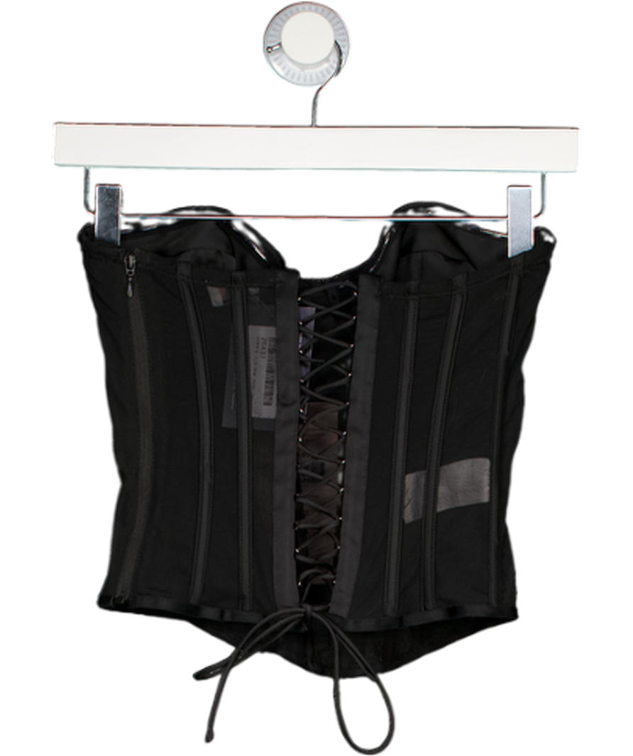 OH POLLY Zoa Bandeau Lace-up Corset Top In Black UK 6