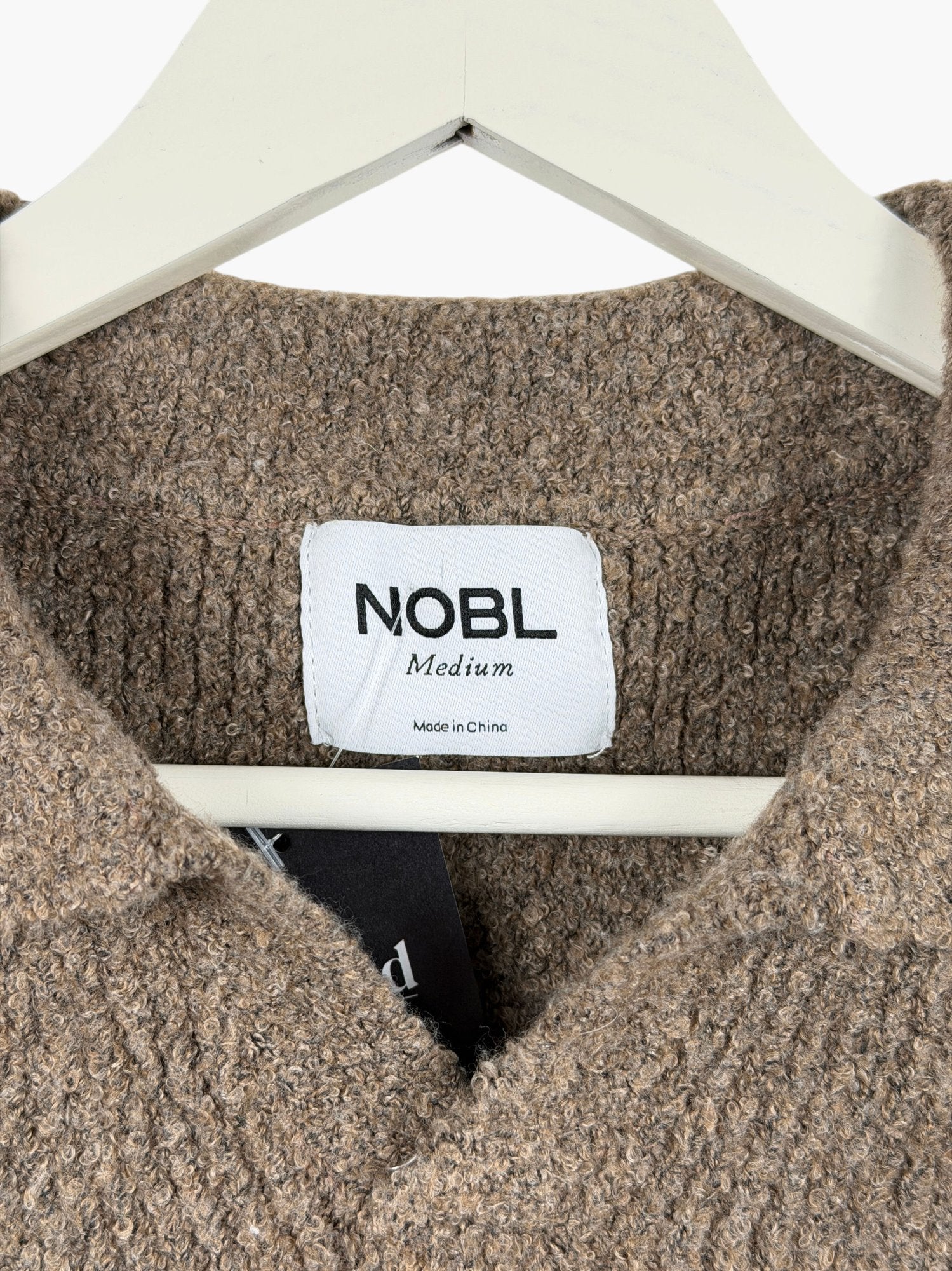 NOBL Brown Ribbed knit polo Sweater UK M