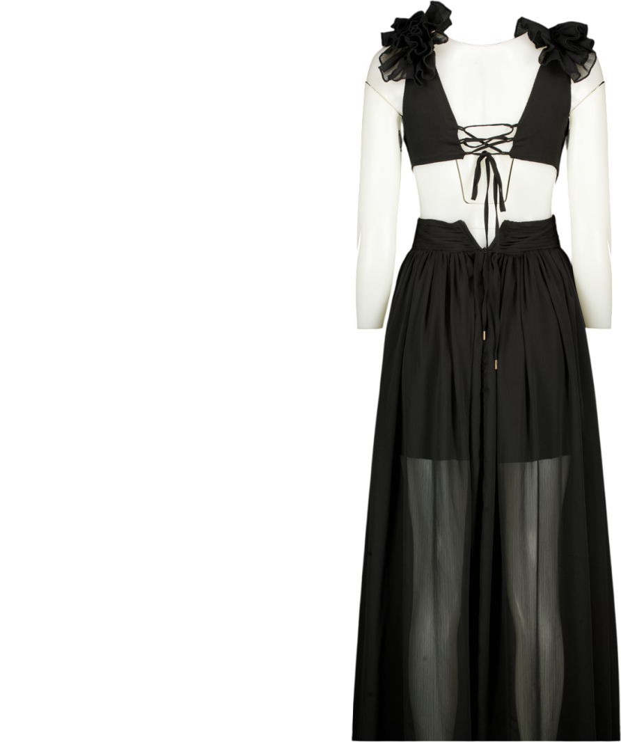 ALB Anne Louise Black Cassini Cut Out Maxi Dress UK 8