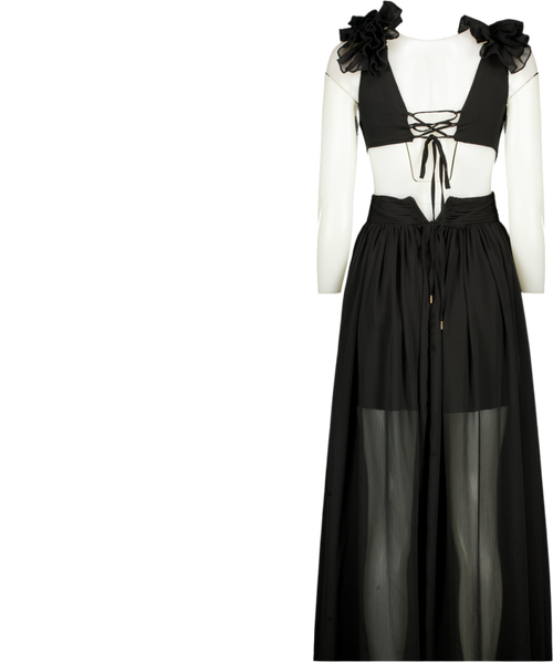 ALB Anne Louise Black Cassini Cut Out Maxi Dress UK 8