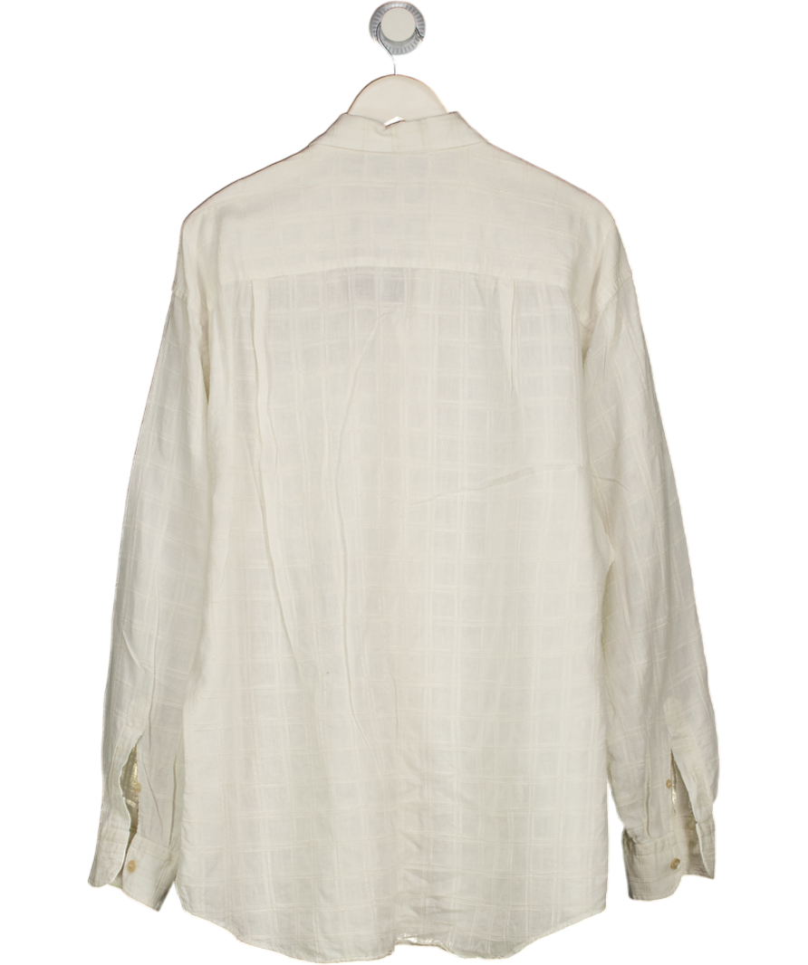 ERMENEGILDO ZEGNA Cream Textured Check Shirt UK XXL