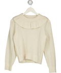 DÔEN Cream Alpaca Blend Frill Collar Sweater UK S