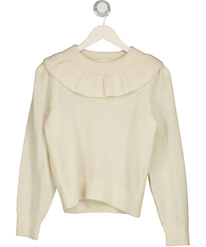 DÔEN Cream Alpaca Blend Frill Collar Sweater UK S
