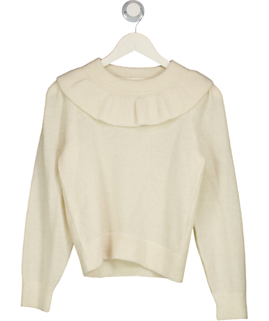 DÔEN Cream Alpaca Blend Frill Collar Sweater UK S