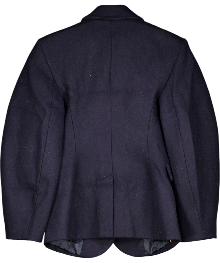 ASOS Blue Tailored Wool Rich Cocoon Sleeve Cinched Waist Blazer In Navy UK 8