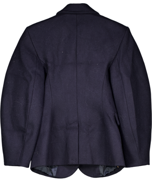 ASOS Blue Tailored Wool Rich Cocoon Sleeve Cinched Waist Blazer In Navy UK 8