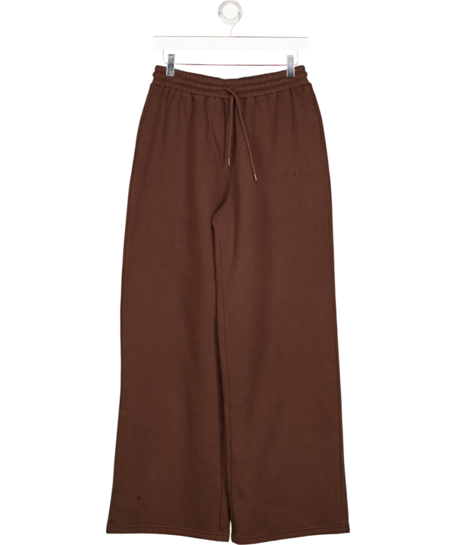 WHITE FOX Brown Stay Lifted Wide Leg Sweatpants Bitter Chocolate UK M