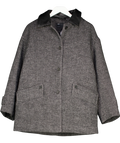 ASOS Grey Wool Blend Textured Jacket With Collar In Herringbone UK S