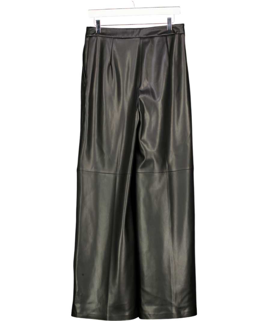MANGO Riga Faux Leather Straight Tailored Trouser In Black UK 10