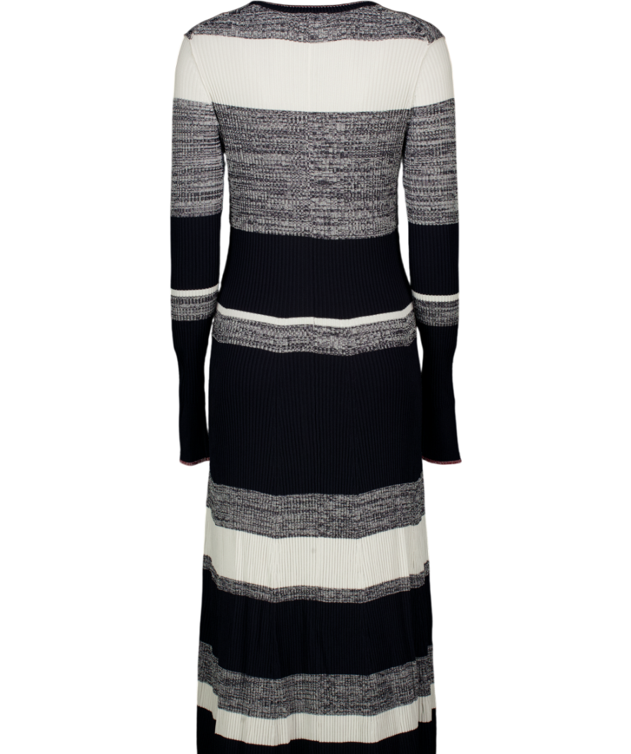 ME + EM Navy Blue  Stripe Knit Swing Dress UK 12