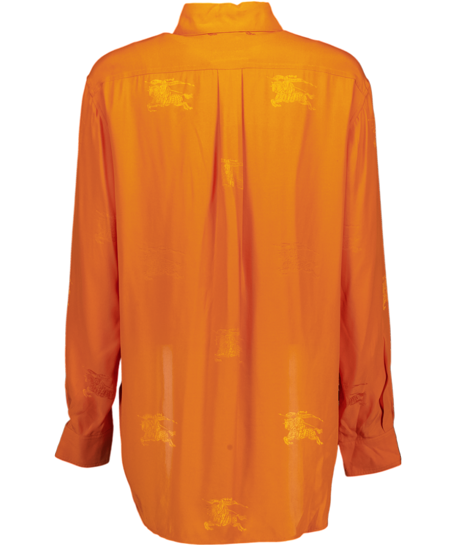 Burberry All-over Jacquard Button-down 100% Silk Oversize Shirt - Burnt Orange UK 6