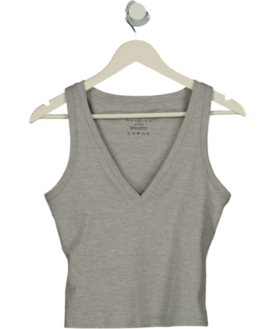 Bo + Tee Soft Active V-neck Tank Top In Grey Marl UK M