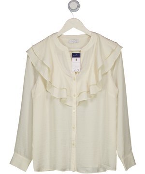 papaya Cream White Frill Tie Neck Blouse UK 8