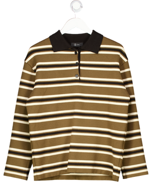 Frankie Shop Royan Striped Polo - Khaki Green Multi Stripe top UK S