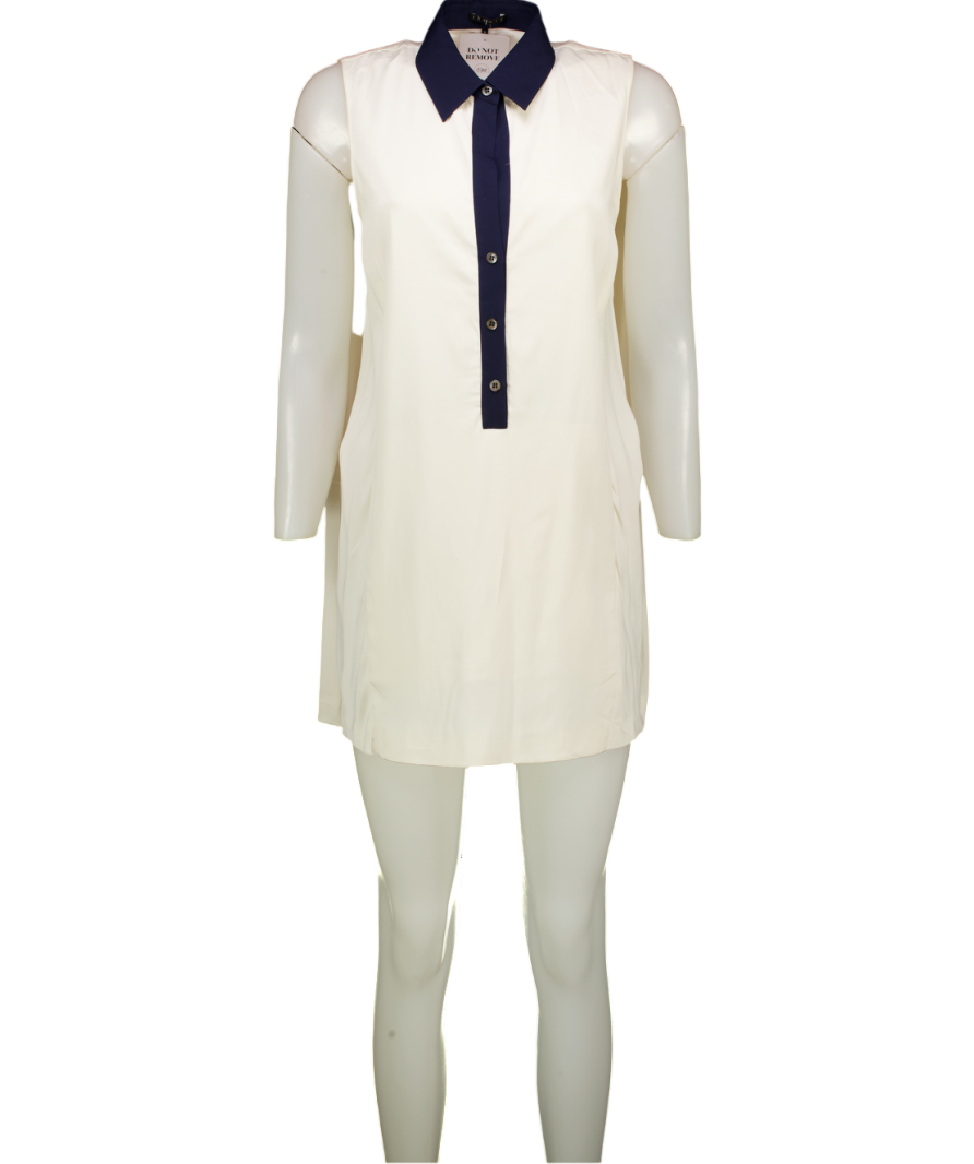 Theory Cream & Navy Silk Crepe Tunic Top / Mini Dress Us8 UK 12