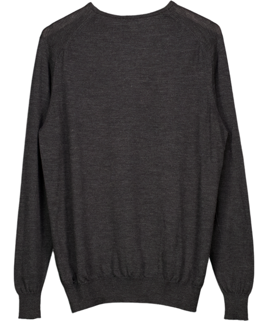 Sunspel Black .extra‑fine Merino Crew Neck Jumper UK M