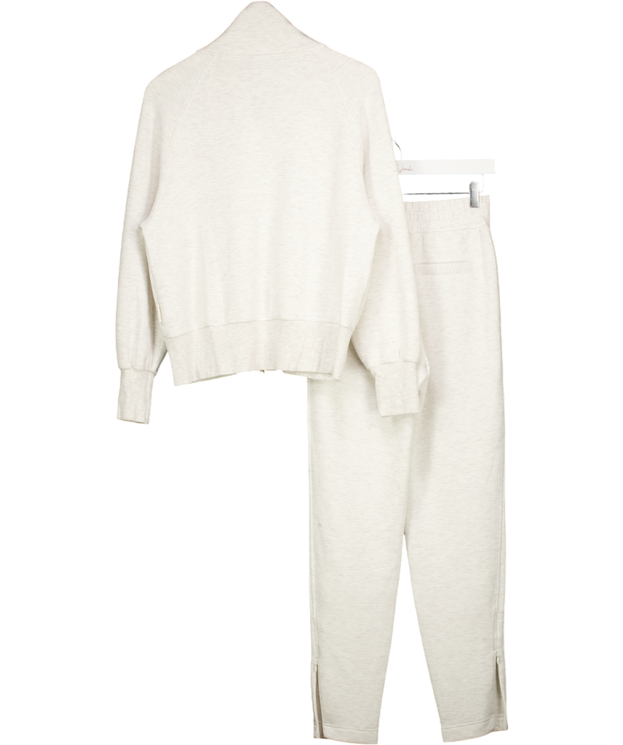 VARLEY 2-piece Cream Marl Roxbury Doublesoft Sweat Top (uk S) & Zip Hem Joggers 29.5 (uk Xs) UK XS/S
