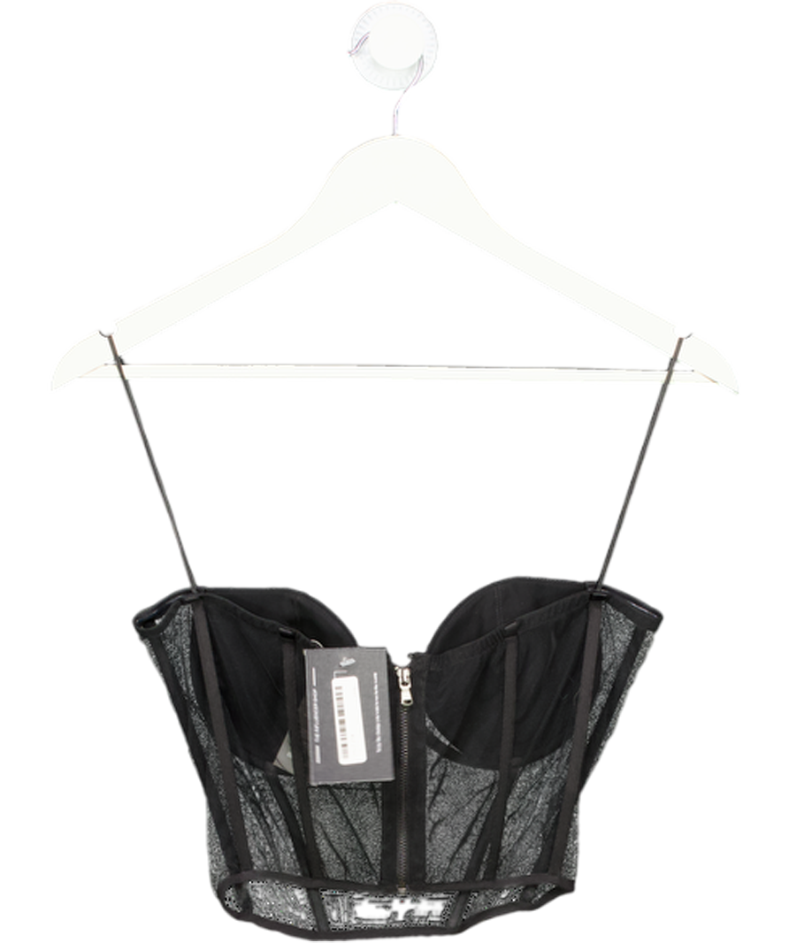 Nensi Dojaka Black Mesh-panel Corset Top UK M