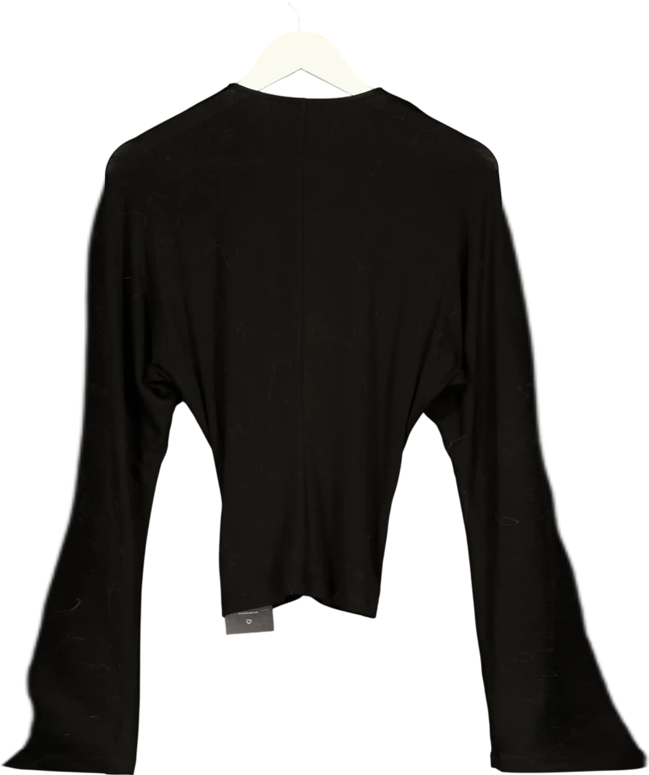Rarely Alike Black V Neck Zip Up Long Sleeve Top UK S