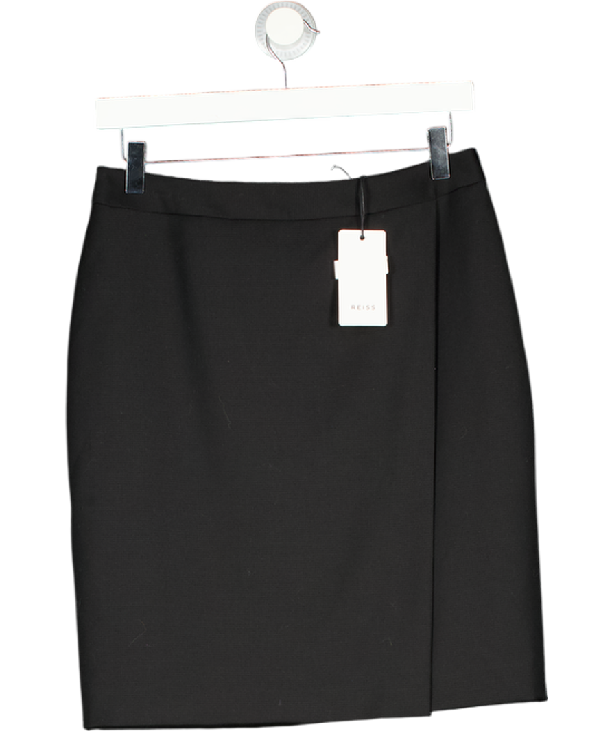 REISS Black Wool wrap detail Huxley Skirt UK 10