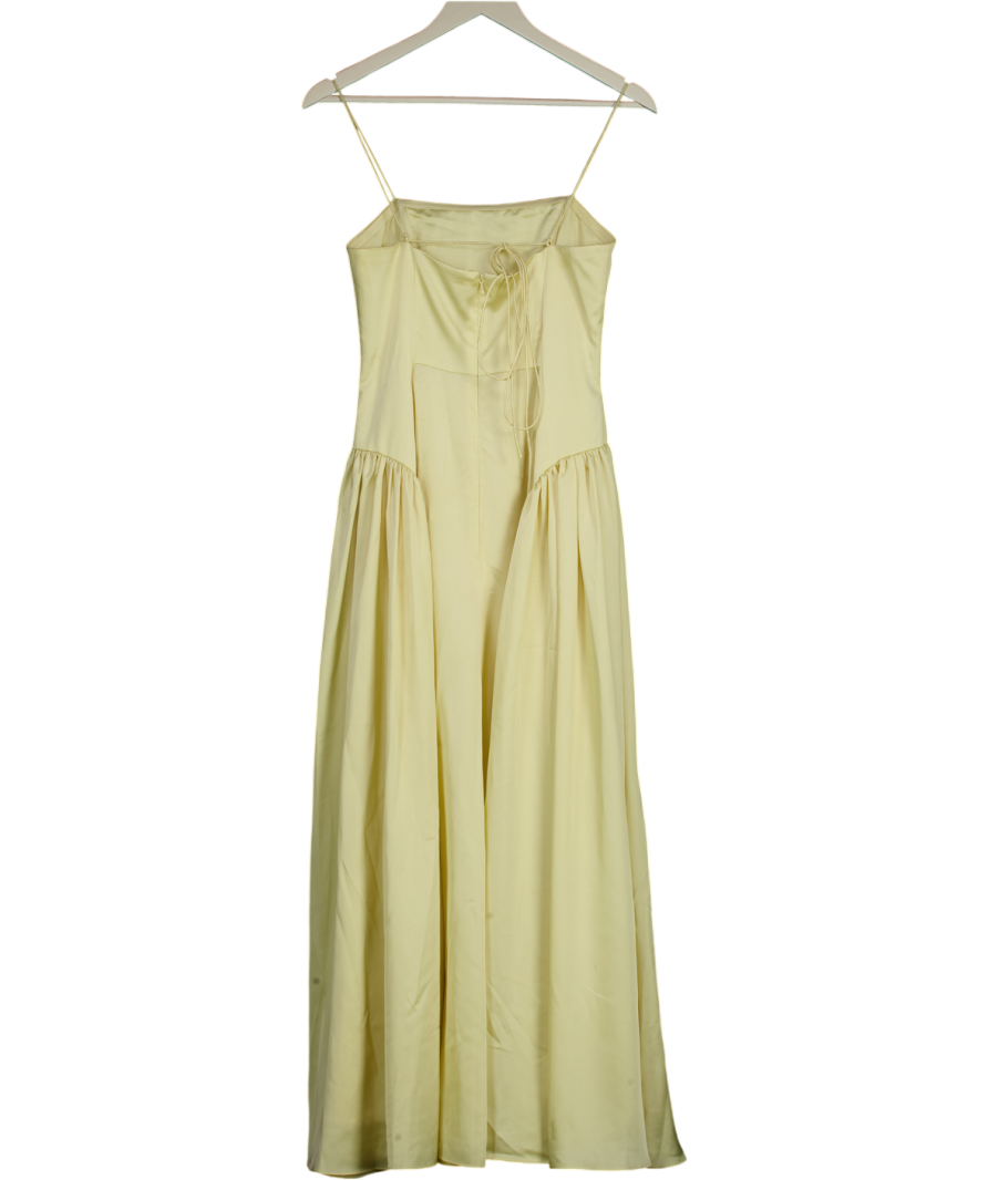 ASOS Yellow Satin Corset Seam Maxi Dress UK 10
