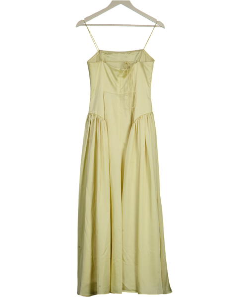 ASOS Yellow Satin Corset Seam Maxi Dress UK 10