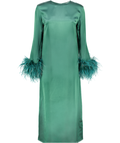 SLEEPER Suzi Maxi Dress With Detachable Feathers In Green UK S