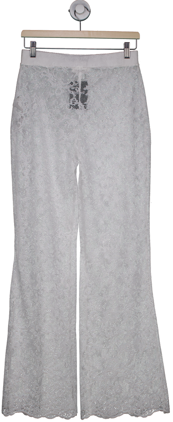 NA-KD White Lace Trousers UK S