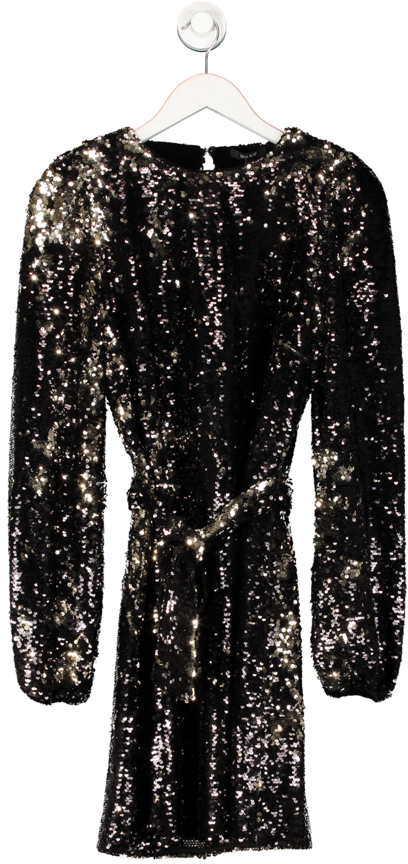 Nikkie Metallic Jessie Glitter Dress Black UK 8