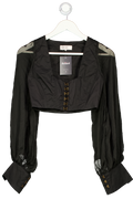 HOUSE OF CB Black Chiffon Sleeve Cropped Long Sleeve Corset Top UK S